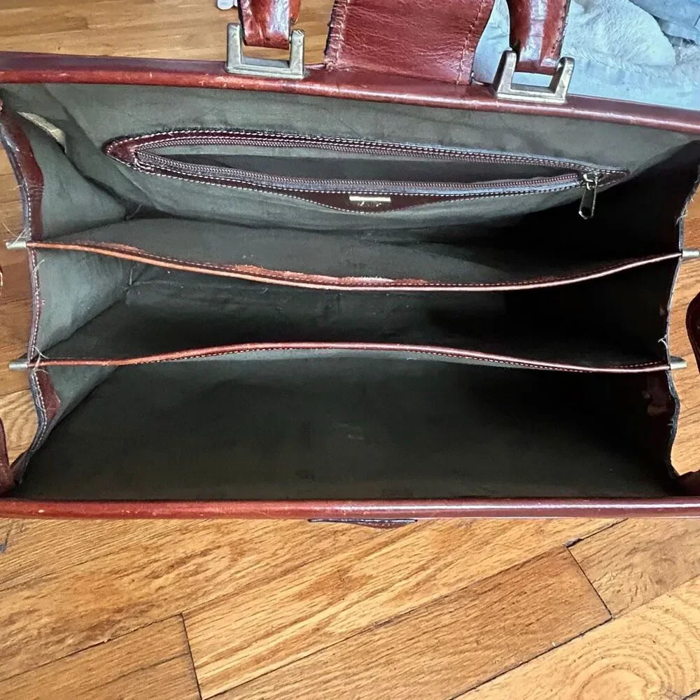Vintage Paulo Giannini Brown Leather Doctor’s Bag Style Briefcase
